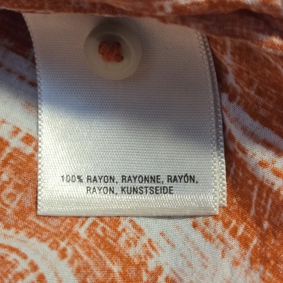 Maeve Anthropologie Calia Printed Pleated Button Down Tunic Top Size 2 Orange - Picture 7 of 9